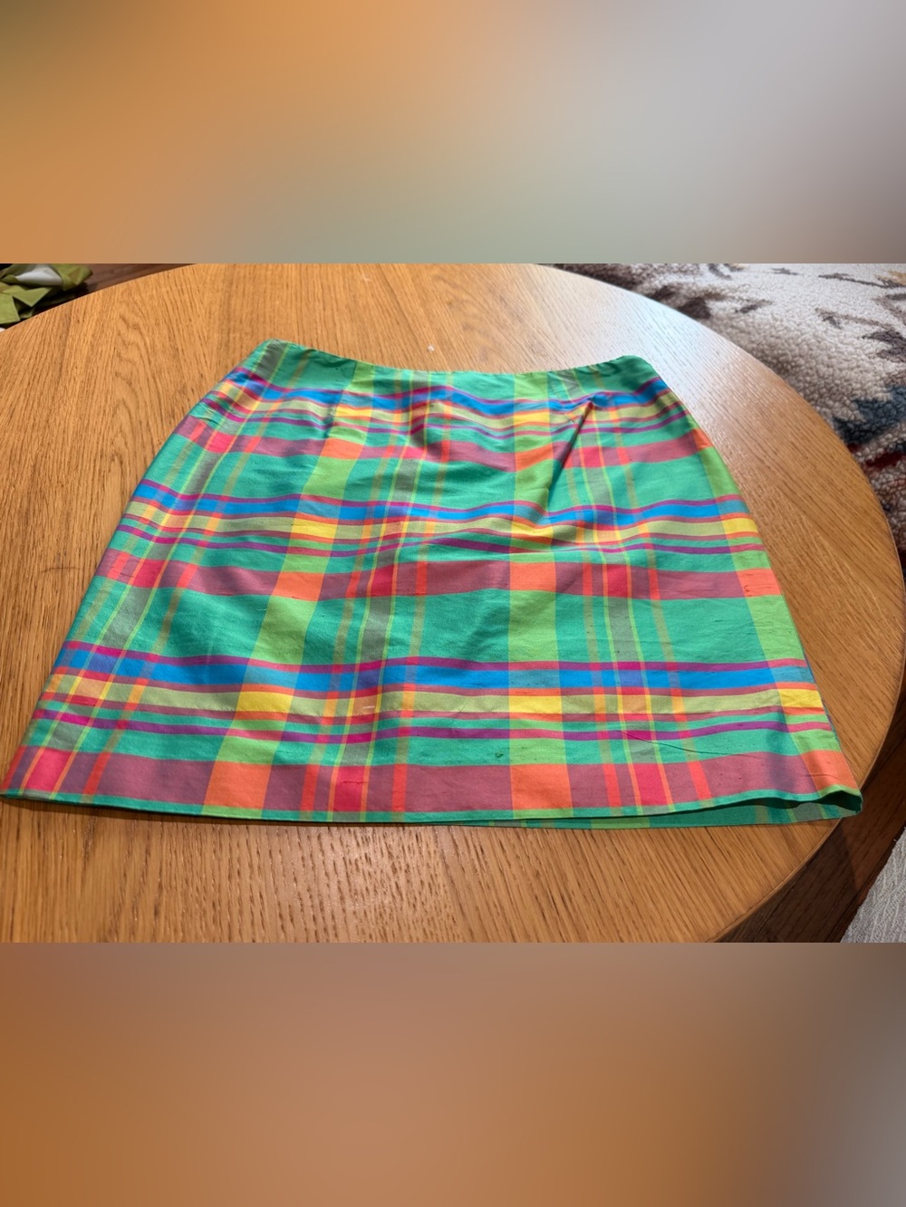 80’s Lauren Ralph Lauren Barbados Silk Plaid Mini Skirt Size 10 PMulti-Color VTG